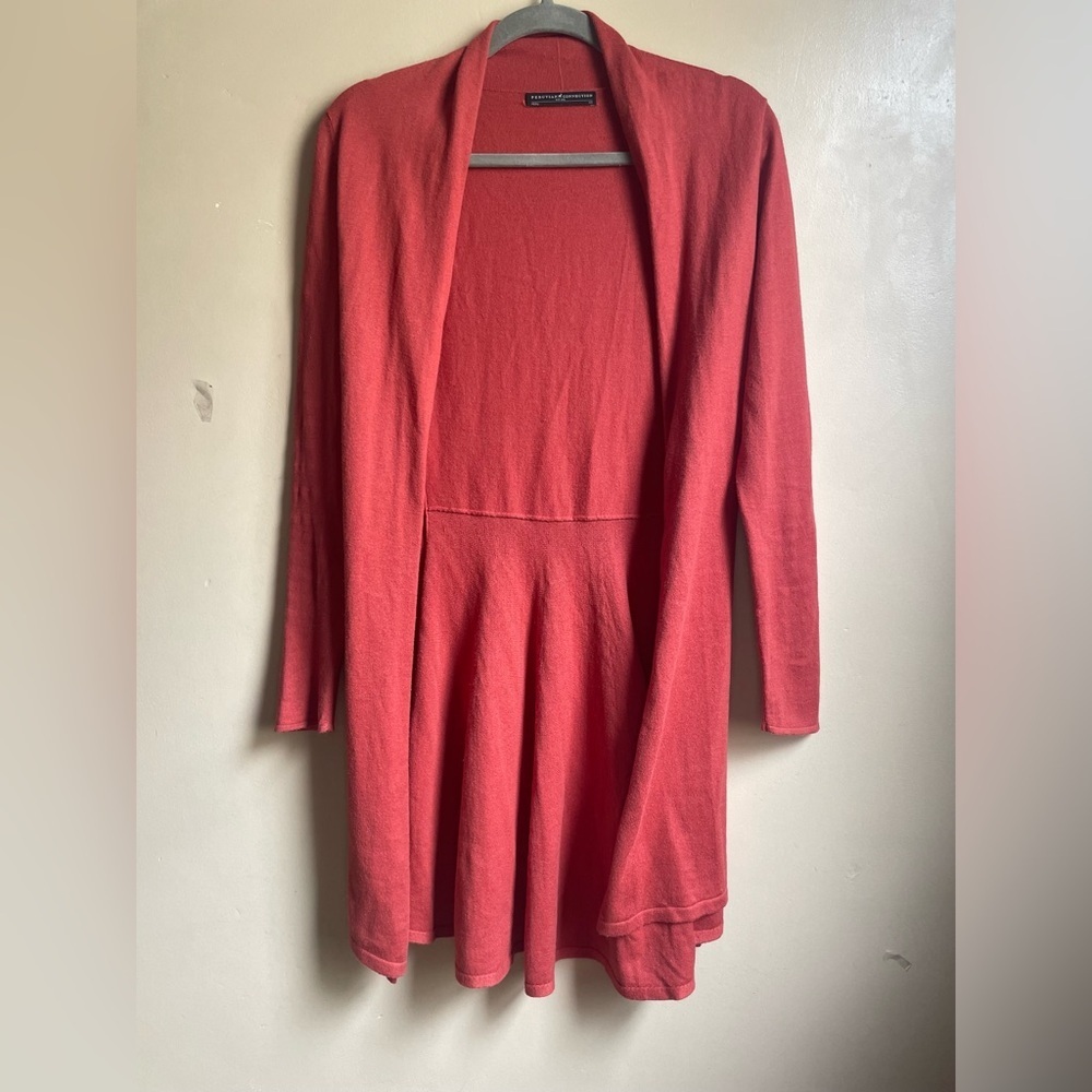 Peruvian Connection,Open Front Peplum Back, Pima/Silk Cardi, Sz. XS preppy flowy